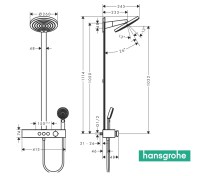 MEDIDAS COLUMNA DUCHA TERMOSTATICA SHOWERPIPE PULSIFY 260 HANSGROHE